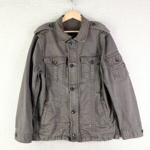 Gap Jacket Womens Large Gray Utility Army Full Zip Canvas Outdoor Retro